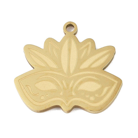 BeadsBalzar Beads & Crafts Carnival 304 Stainless Steel Pendants, Mask Charm, Golden 23.5mm