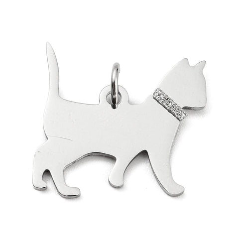BeadsBalzar Beads & Crafts CAT STYLE 2 304 Stainless Steel dog or Cat Stamping / laser Engravable Pendant tags
