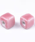 BeadsBalzar Beads & Crafts (CB8942-38A) Handmade Porcelain Beads, Cube, 8mm (10 PCS)