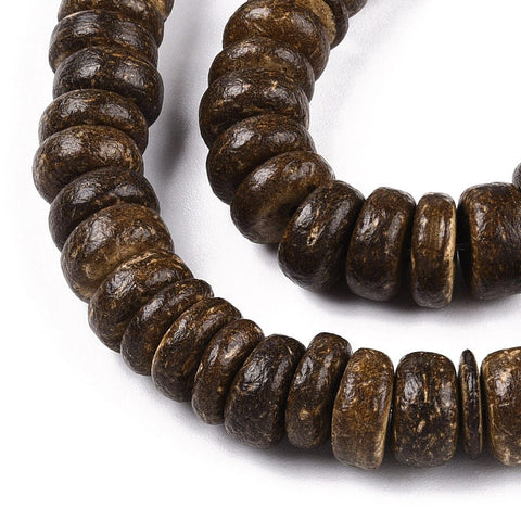 BeadsBalzar Beads & Crafts (CB9051A) Coco Nut Beads Strands, Flat Round, 8mm (1 STR)