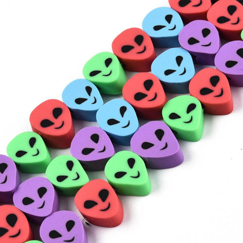 BeadsBalzar Beads & Crafts (CB9108-M) Polymer Clay Beads, Alien, Colorful 10-12mm (30 pcs)