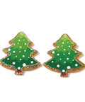 BeadsBalzar Beads & Crafts Christmas Printed Acrylic Pendants, with Glitter Powder, Tree, Green, 38.5x36.5mm