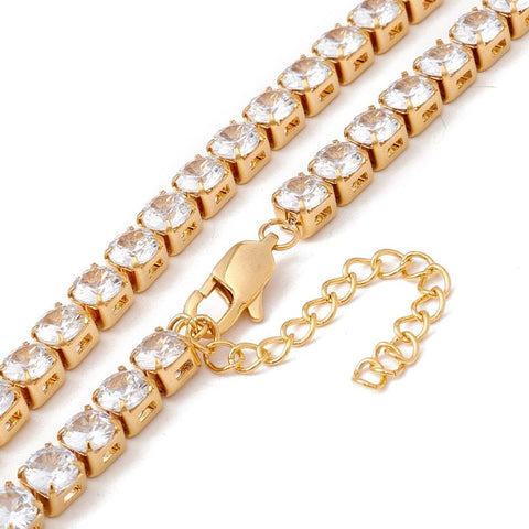 BeadsBalzar Beads & Crafts Classic Cubic Zirconia Tennis Necklace, Vacuum Plating 304 Stainless Steel , Clear, 16.65 inch(42.3cm)