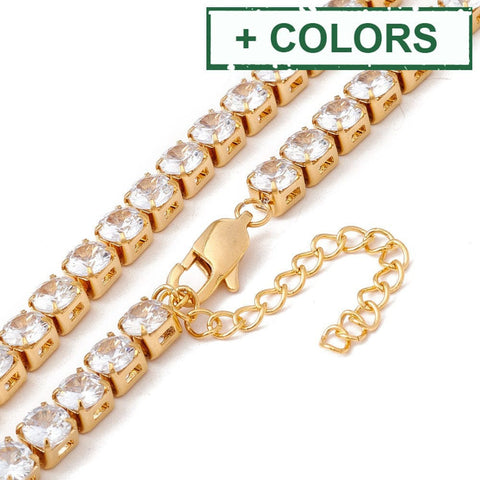 BeadsBalzar Beads & Crafts Classic Cubic Zirconia Tennis Necklace, Vacuum Plating 304 Stainless Steel , Clear, 16.65 inch(42.3cm)