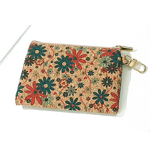 BeadsBalzar Beads & Crafts Cork Coin Purse, Softwood Zip Pouches, Wallets for Women, Flower