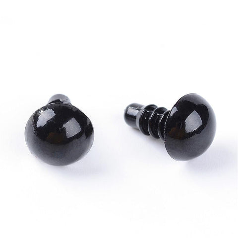 BeadsBalzar Beads & Crafts Craft Plastic Doll Eyes, Stuffed Toy Eyes, Safety Eyes, Black 12mm
