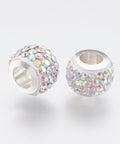 BeadsBalzar Beads & Crafts CRYSTAL AB (EB9090-10) (EB9090-X) 304 Stainless Steel European Beads, Large Hole Beads, Rondelle, 11x7.5mm  (2 PCS)