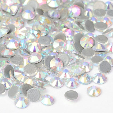 BeadsBalzar Beads & Crafts CRYSTAL AB (RH9191-101) (RH9191-X) Glass Hotfix Rhinestone, Flat Back & Faceted, Half Round, 4.6-4.8mm (200 PCS)