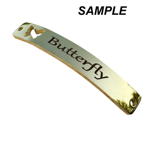BeadsBalzar Beads & Crafts Custom personalized 304 Stainless Steel Connector Charms, Curved Rectangle with Butterfly, 38.5x6x1.5mm