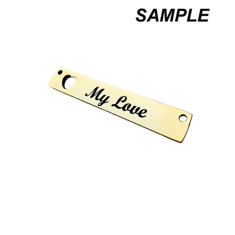 BeadsBalzar Beads & Crafts Custom personalized 304 Stainless Steel Links Connector,, Rectangle with Hollow Heart, Golden  36mm