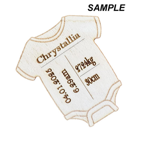 BeadsBalzar Beads & Crafts Custom personalized wood Baby Clothes with Name, Birthdate , and weight