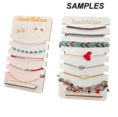 BeadsBalzar Beads & Crafts Custom Wood Display Stands – 3mm Thick | Jewelry Holders for Bracelets or Bracelets & Earrings