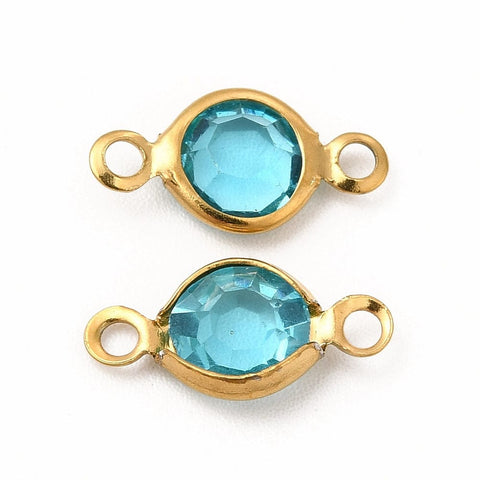 BeadsBalzar Beads & Crafts CYAN Ion Plated 304 Stainless Steel Connector Charms, Real 18K Gold Plated, 12.5x7x2mm