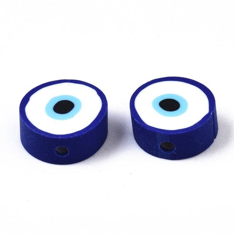 BeadsBalzar Beads & Crafts DARK.BLUE 80pc Polymer Clay Beads,  Evil Eye, 10.5-12.5mm