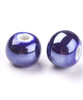 BeadsBalzar Beads & Crafts DARK BLUE (CB8994-14) (CB8994-X) Handmade Porcelain Beads, Pearlized, Round, Red 10mm (10 PCS)