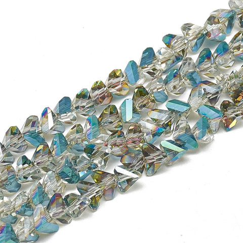BeadsBalzar Beads & Crafts DARK TURQUOISE (BE8965-A05) (BE8965-X) Electroplate Glass Beads, Faceted Triangle, Dark Turquoise 6x5x4mm (1 STR)
