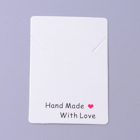 BeadsBalzar Beads & Crafts (DC8754-11B) Cardboard Necklace Display Cards, Phrase Hand Made with Love, White 5x6.95cm (20 PCS)