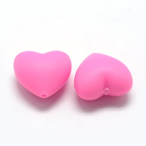 BeadsBalzar Beads & Crafts DEEP PINK Environmental Silicone Beads, Chewing Beads For Teethers, DIY Nursing Necklaces Making, Heart