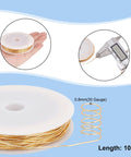 BeadsBalzar Beads & Crafts Eco-Friendly Round Copper Wire, Copper Beading Wire for Jewelry Making, Long-Lasting Plated, Golden 0.8mm