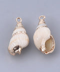 BeadsBalzar Beads & Crafts Electroplate Spiral Shell Pendants, Golden, Seashell Color 19~29mm long