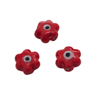 BeadsBalzar Beads & Crafts Fancy Hand Painted Flower Glass Evil Eyes Red 16x9mm