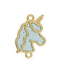 BeadsBalzar Beads & Crafts GD.PL. / SOFT CYAN (CQU8747-GC) (GQU8747-X) Alloy Motif unicorn vitraux with 2 rings (2 PCS)