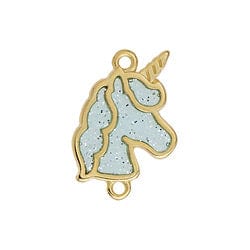 BeadsBalzar Beads & Crafts GD.PL. / SOFT CYAN (CQU8747-GC) (GQU8747-X) Alloy Motif unicorn vitraux with 2 rings (2 PCS)