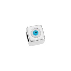 BeadsBalzar Beads & Crafts GD.PL. / WHITE (GQB8053-SLT) (GQB8053-S-X) Alloy Bead cube 8mm with eye Φ5mm (2 PC)