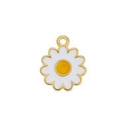 BeadsBalzar Beads & Crafts GD.PL/WHITE/ORANGE (GQF8252-A-10PC) (GQF8252-X-10PC) Alloy Motif daisy pendant 13x16mm (10 PCS)