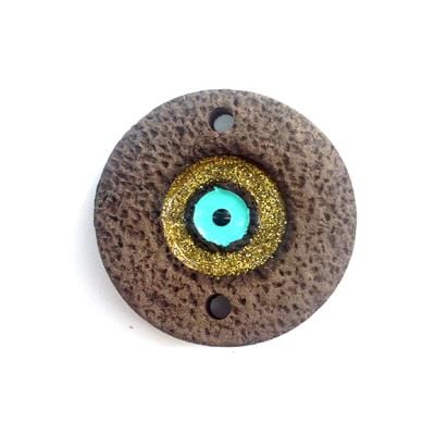 BeadsBalzar Beads & Crafts (GE4542A) GOLD/VERAMAN/BLACK (GE4542X-2PC) Enamel Ceramic Round 35mm hole 3mm (2 PC)
