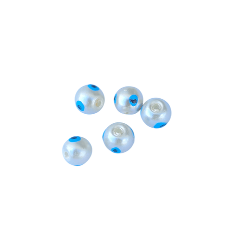 BeadsBalzar Beads & Crafts Glass Beads Pearlized with Painted Evil Eyes Round
