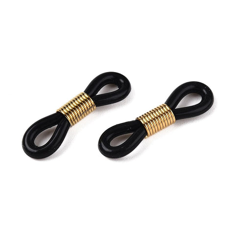 BeadsBalzar Beads & Crafts GOLD Eyeglass Holders, Glasses Rubber Loop Ends, with 304 Stainless Steel Findings
