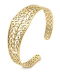 BeadsBalzar Beads & Crafts GOLD PLATED 304 Stainless Steel Cuff Bangles, Hollow Flower Open Bangles for Women