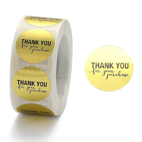 BeadsBalzar Beads & Crafts GOLD (THANK YOU FOR YOUR PURCHASE) Thank You Stickers, 25mm