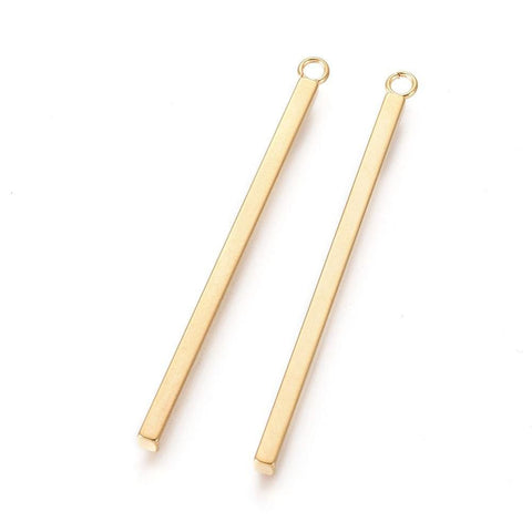 BeadsBalzar Beads & Crafts GOLDEN (SP6431G) (SP6431A) 304 Stainless Steel Pendants, Bar, 3mm wide, 43mm  (4 PCS)