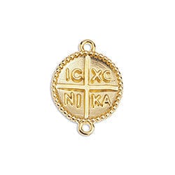 BeadsBalzar Beads & Crafts (GQ6393A-4PC) Alloy Talisman 14mm with 2 rings 24KT GOLD PLATED (4 PCS)
