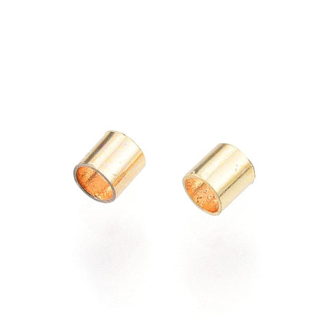BeadsBalzar Beads & Crafts (GQC8990-18K) Brass Crimp Beads, Nickel Free, Tube, 2mm (+/- 100PCS)
