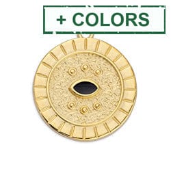 BeadsBalzar Beads & Crafts GQE7342-X-2PC) Alloy Round motif sun with setting navette pendant 24kt. Gold Plated (2 pc)