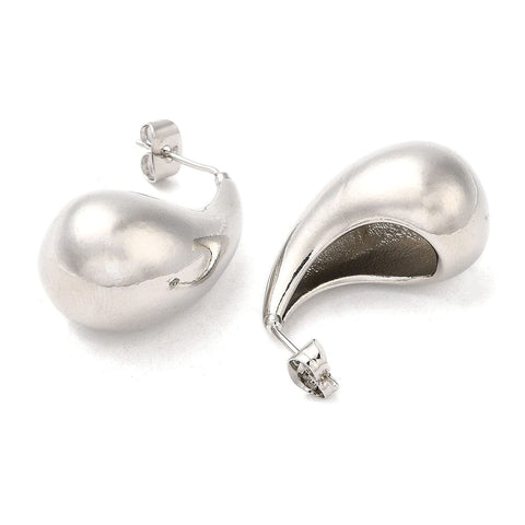 BeadsBalzar Beads & Crafts (GQE9196-X) Brass Twist Teardrop Stud Earring, 26.5x14mm (1 PAIR)
