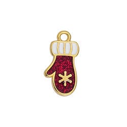 BeadsBalzar Beads & Crafts (GQG9008A) Motif winter glove with snowflake pendant 9x18mm (2 PCS)