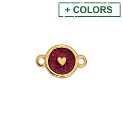BeadsBalzar Beads & Crafts (GQL9010G) Round motif with heart 10mm with 2 rings 15x10mm (3 PCS)