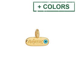 BeadsBalzar Beads & Crafts (GQM9162-X) Alloy Mini motif Μάρτης with eye pendant 11x8mm (2 PCS)