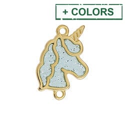 BeadsBalzar Beads & Crafts (GQU8747-X) Alloy Motif unicorn vitraux with 2 rings (2 PCS)