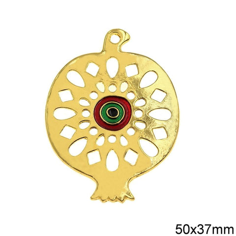 BeadsBalzar Beads & Crafts (GT8957G) New Years Lucky Charm Pomegranate with Enamel 50x37mm (1 PC)