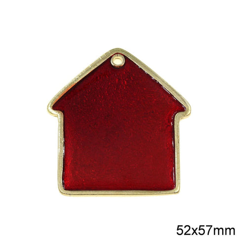 BeadsBalzar Beads & Crafts (GTH89490-X) New Years Lucky Alloy Charm House with Enamel 52x57mm (1 PC)