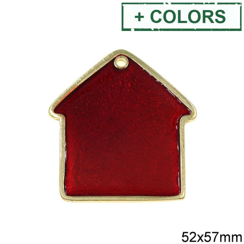 BeadsBalzar Beads & Crafts (GTH89490-X) New Years Lucky Alloy Charm House with Enamel 52x57mm (1 PC)