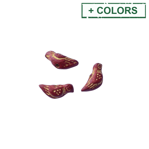 BeadsBalzar Beads & Crafts Hand Crafted Clay Bird Slider beads with Gold markings