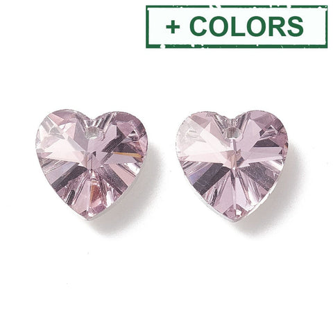 BeadsBalzar Beads & Crafts (HE8886-B12) Faceted Glass Charms, Heart, Back Plated, 14x14x7.5mm (10 PCS)
