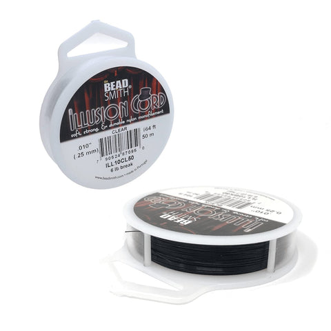 BeadsBalzar Beads & Crafts (ILL10-BULK1) BEADSMITH ILLUSION CORD 0.25MM DIA CLEAR & BLACK 50 METER SPOOLs