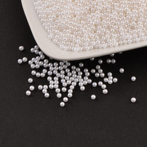 BeadsBalzar Beads & Crafts Imitation Pearl Acrylic Beads, NO HOLE , Round, White